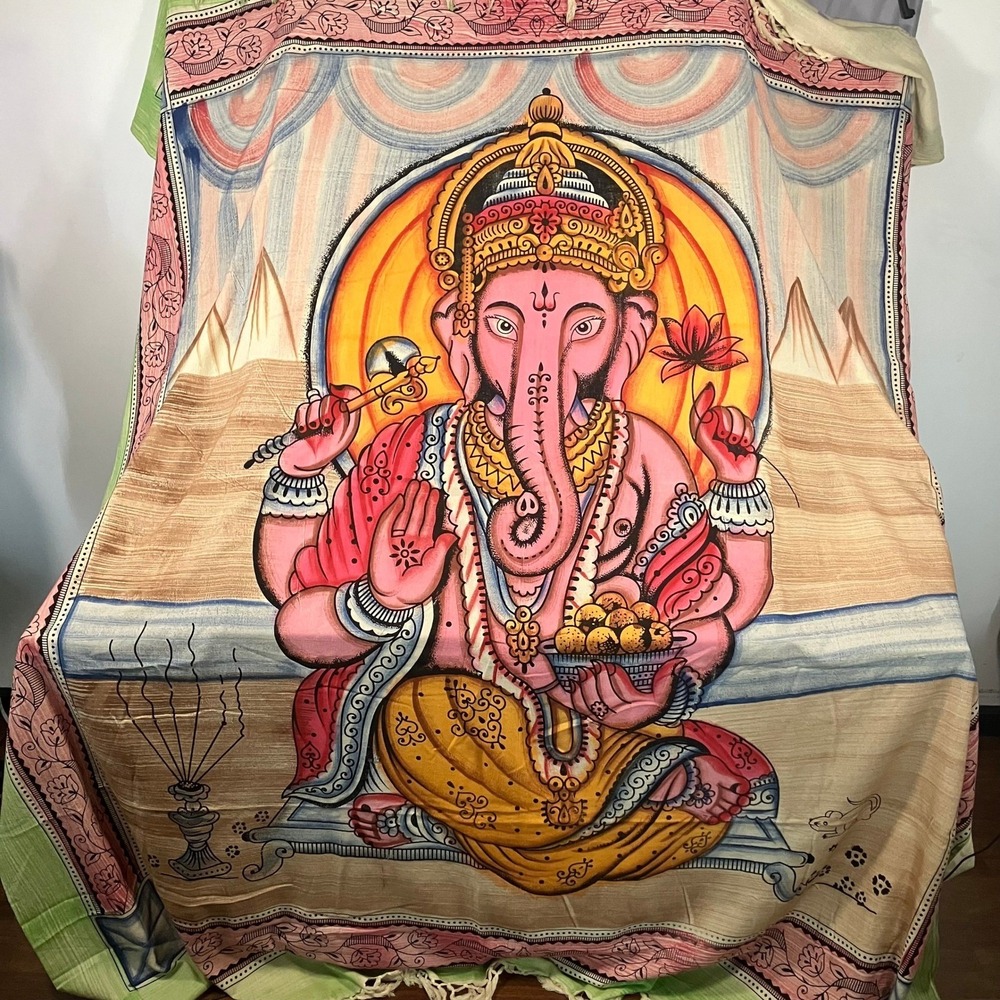Unique Ganesha Elephant God‎ Tapestry Wall Hanging Cotton Fabric 94x162 Inches